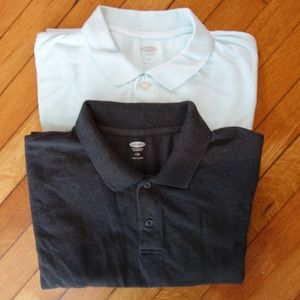Lot of 2 grey & sea foam green polo shirts